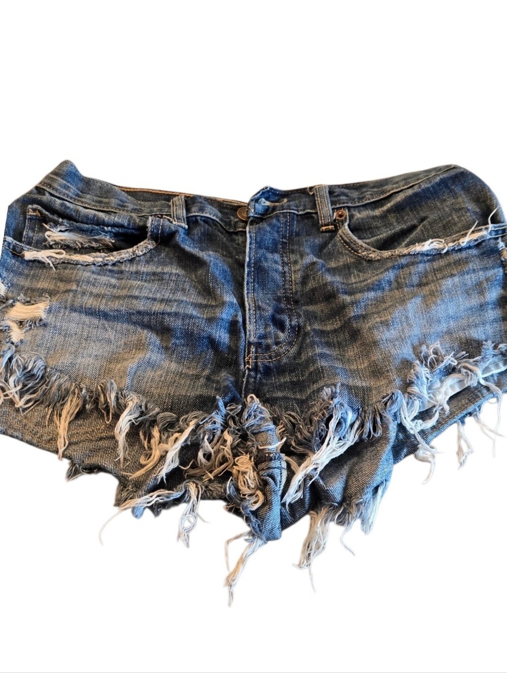 Abercrombie & Fitch Button Fly Denim Frayed Cutoff Shorts Size 10 (W30)